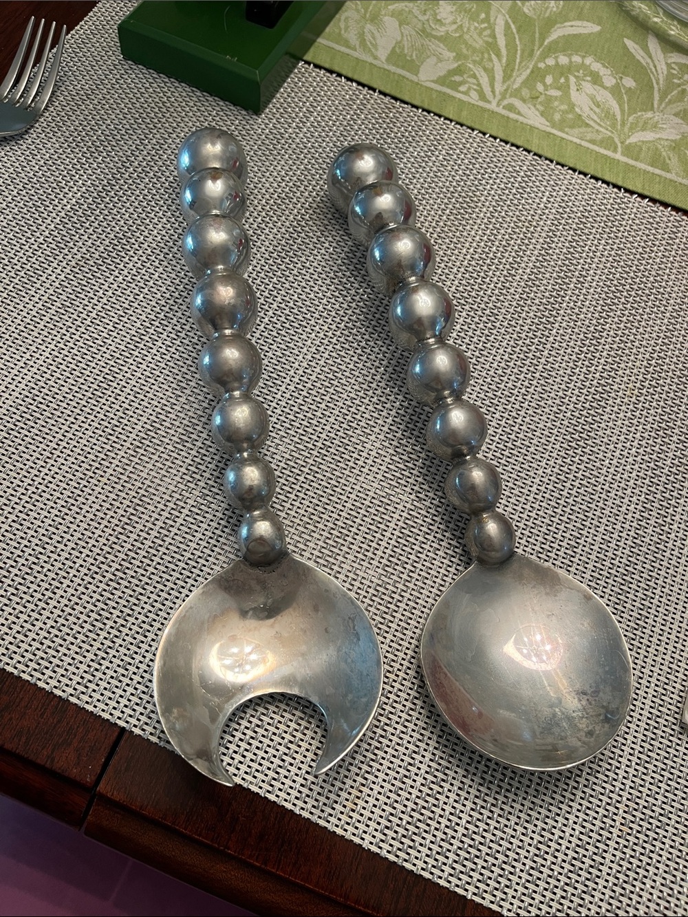 Mariposa Silver Beaded Salad Serving Set